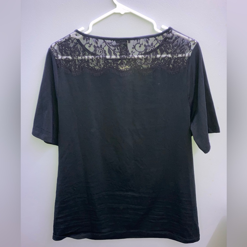 Ann Taylor Black T-shirt with Black Lace - Picture 6 of 6